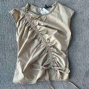 Ruched Beige Top